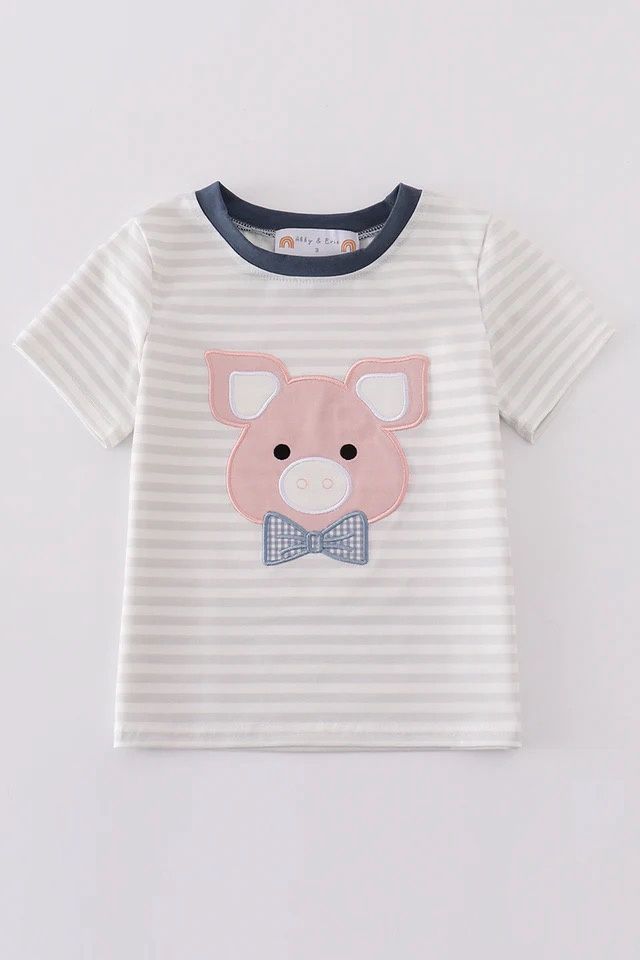 PIG APPLIQUE BOY TOP