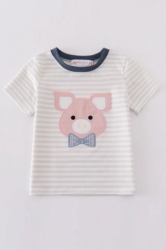 PIG APPLIQUE BOY TOP