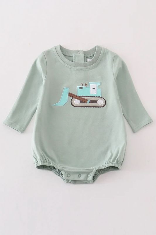 PREMIUM GREEN EXCAVATOR APPLIQUE BOY BUBBLE