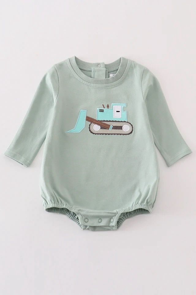 PREMIUM GREEN EXCAVATOR APPLIQUE BOY BUBBLE