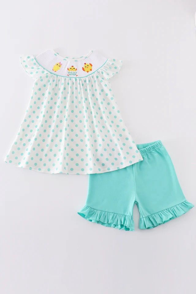 DOT CHICKEN EMBROIDERY SMOCKED SET