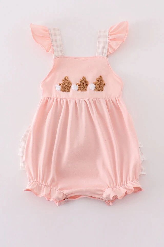 PINK EASTER BUNNY FRENCH KNOT GIRL BUBBLE.