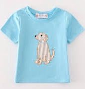 Blue Puppy Applique Boy Top