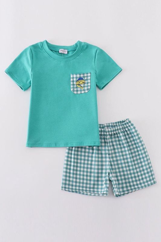 GREEN FISH EMBROIDERY SET