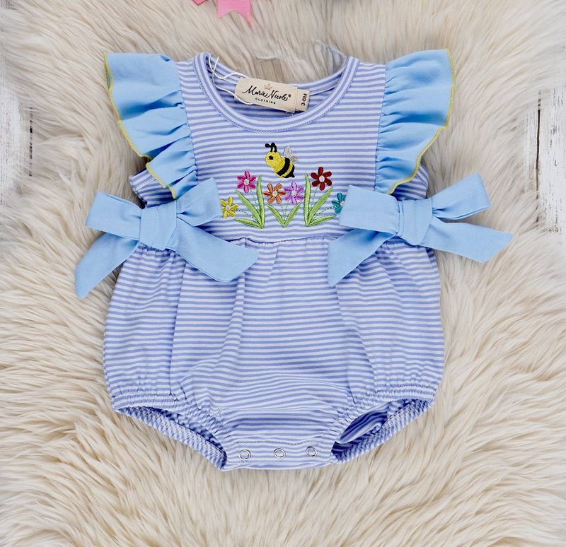Striped Busy Bee Ruffle Bubble