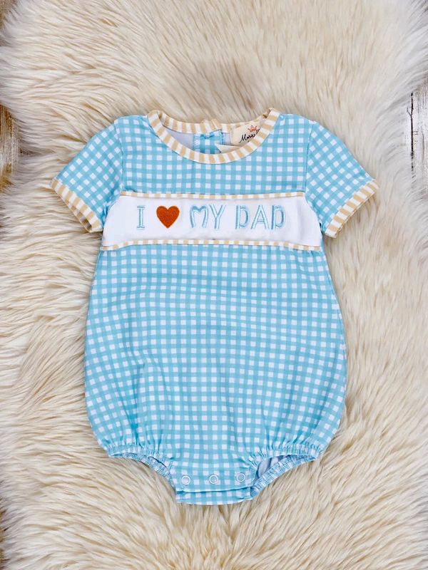 Blue Gingham Dad Love Bubble