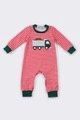RED STRIPE TRUCK APPLIQUE BOY SLEEPER