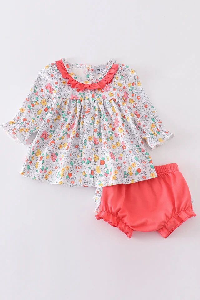 PINK FLORAL PRINT GIRL BLOOMER SET