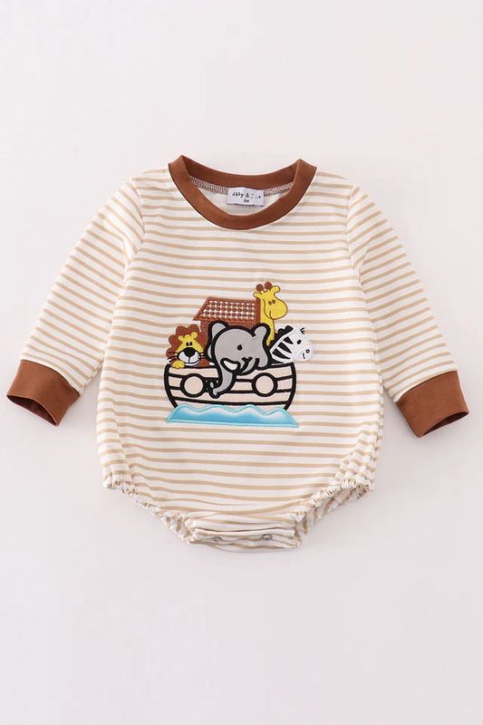 NOAH&#39;S ARK EMBROIDERY STRIPE BOY BUBBLE