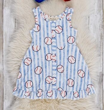 Blue Striped Baseball Dress