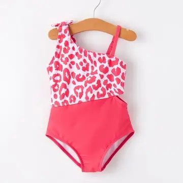 Girls Hot Pink Leopard Swimsuit