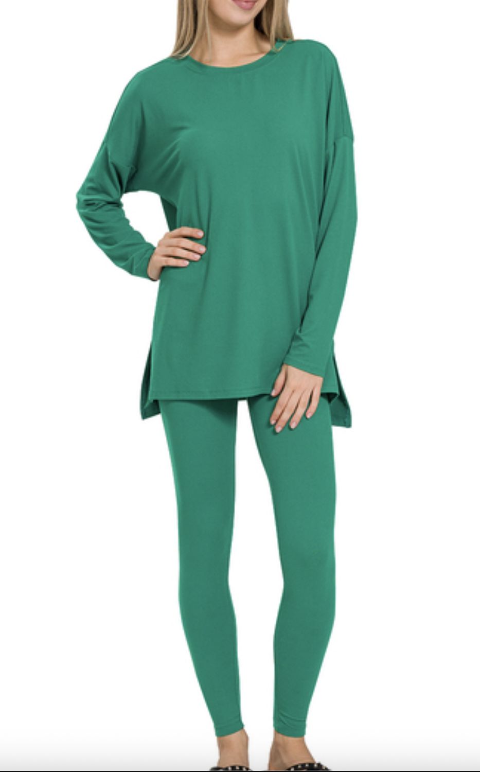 BRUSHED DTY MICROFIBER LOUNGEWEAR SET