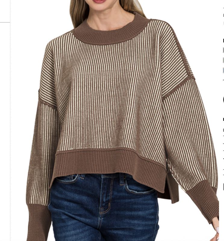 EXPOSED SEAM TWO TONE SWEATER