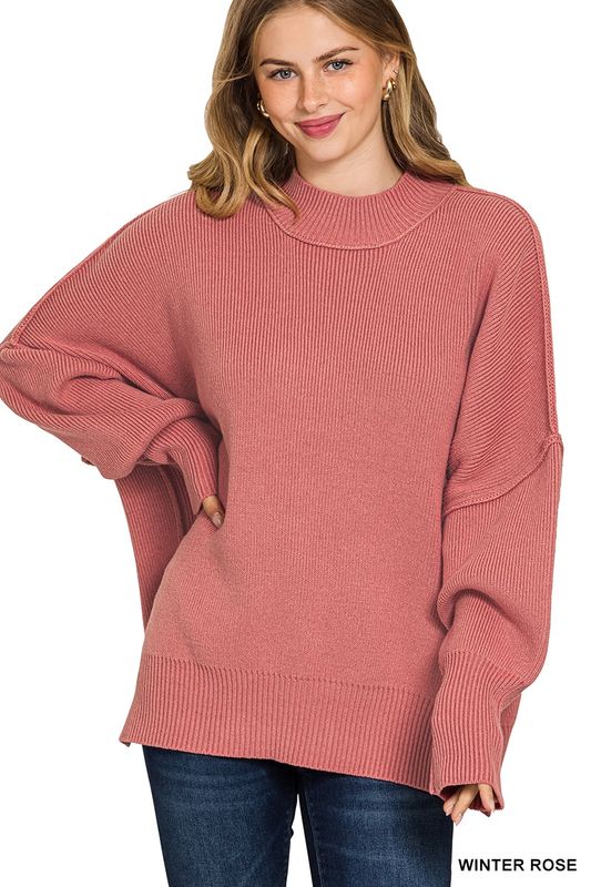 SIDE SLIT OVERSIZED SWEATER