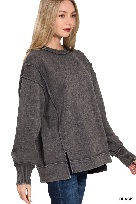 ACID WASH FLEECE SWEATSHIRT