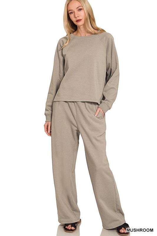 FLEECE RAGLAN SLEEVE PULLOVER &amp; SWEATPANTS SET