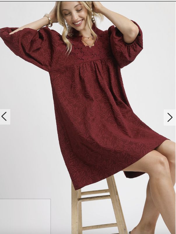 Floral Jacquard Lace Contrast Dress