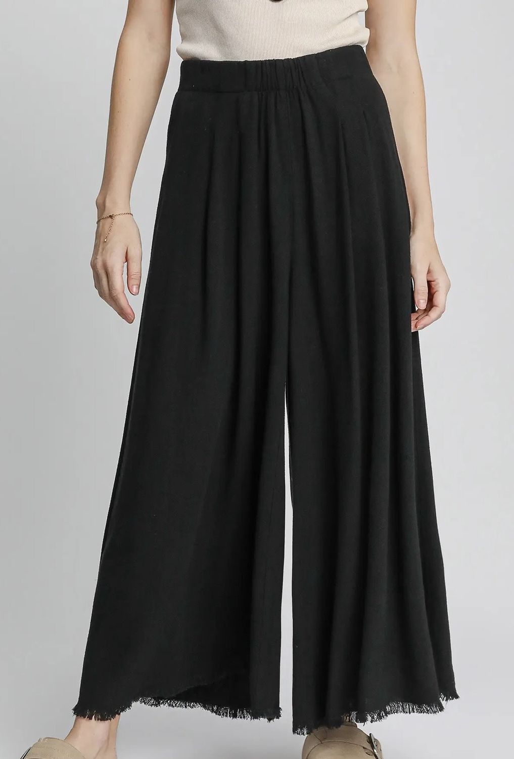 Woven Pleated Linen Pants