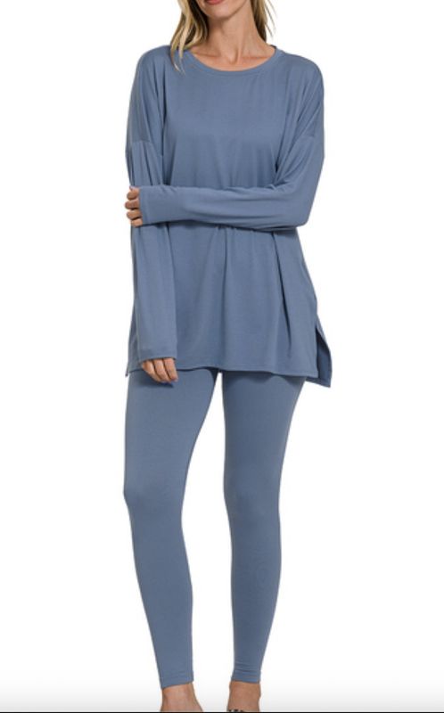 BRUSHED MICROFIBER LOUNGEWEAR SET PLUS