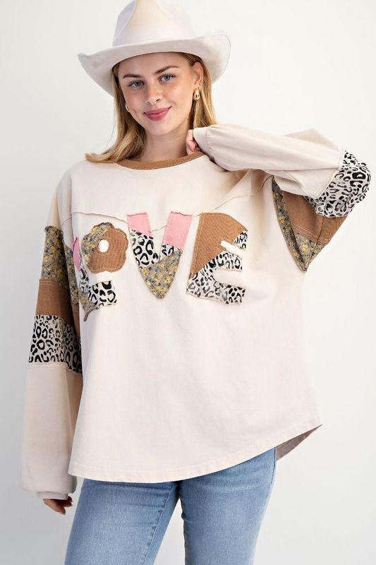 LOVE PATCH FRONT WASHED PULLOVER
