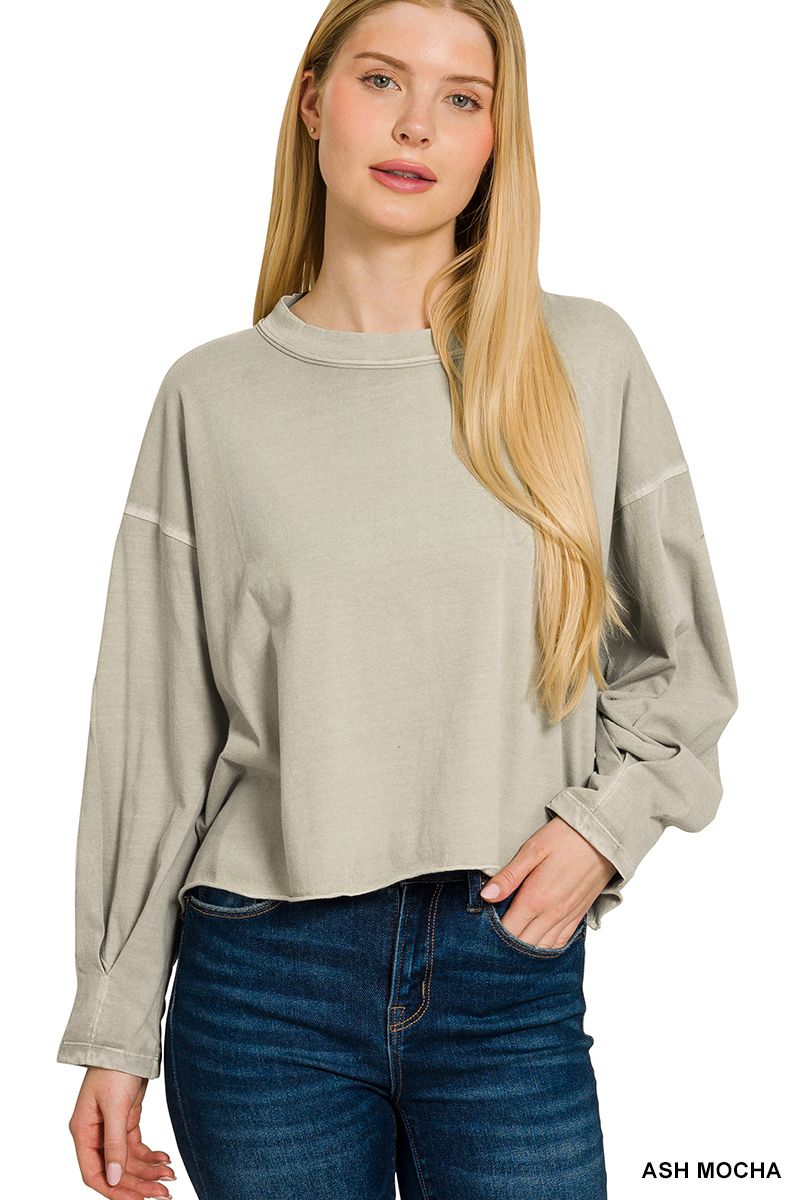 PIGMENT DYE &amp; ENZYME WASHING OVERSIZED ROUND NECK TEE
