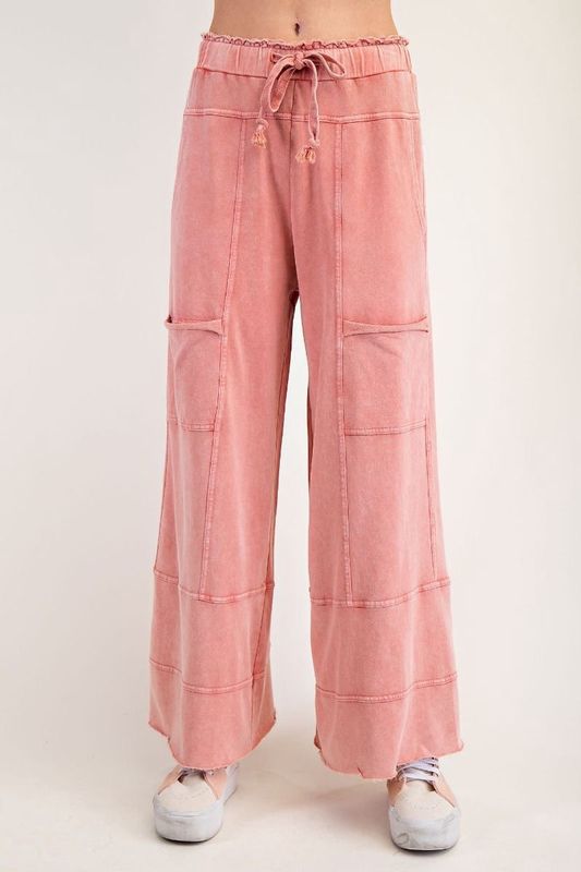 MINERAL WASHED TERRY KNIT PANTS