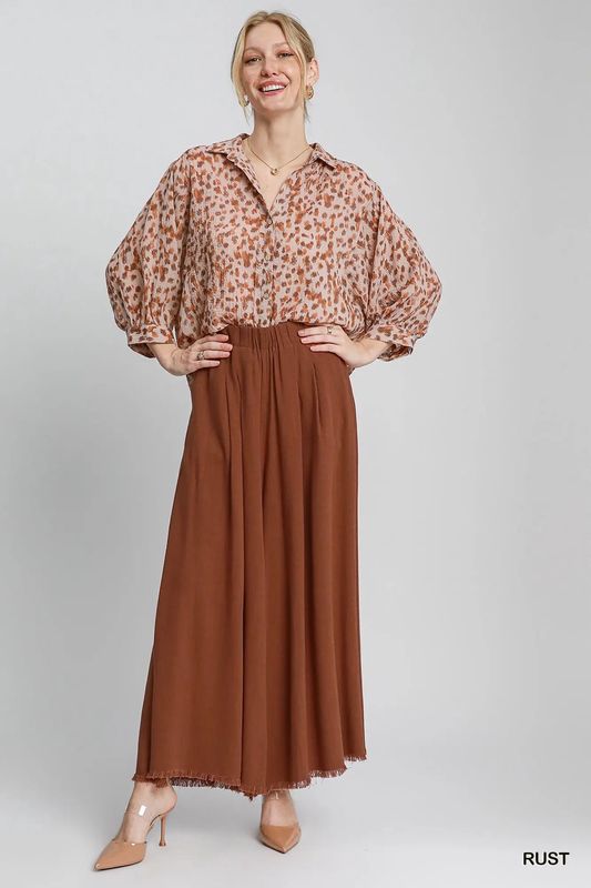 Wide Leg Linen Blend Pants