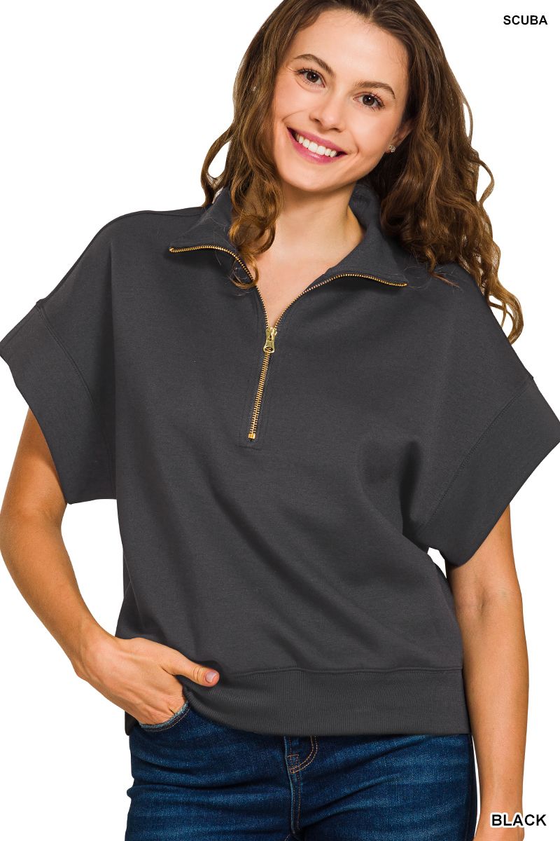 SCUBA HIGH NECK HALF ZIP SHORT SLEEVE PULLOVERx