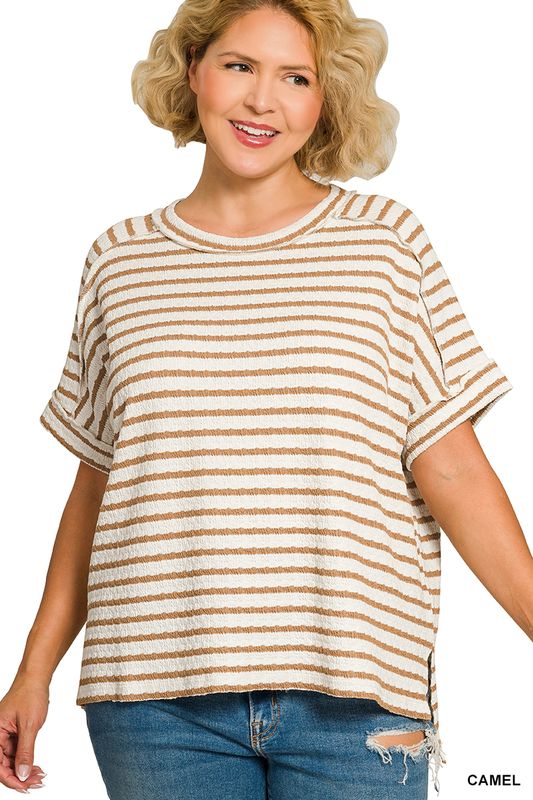 PLUS STRIPE JACQQUARD TEE