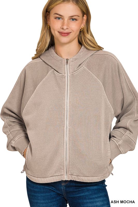 FLEECE PIGMENT DYE ZIP UP HOODIE PANTS SET