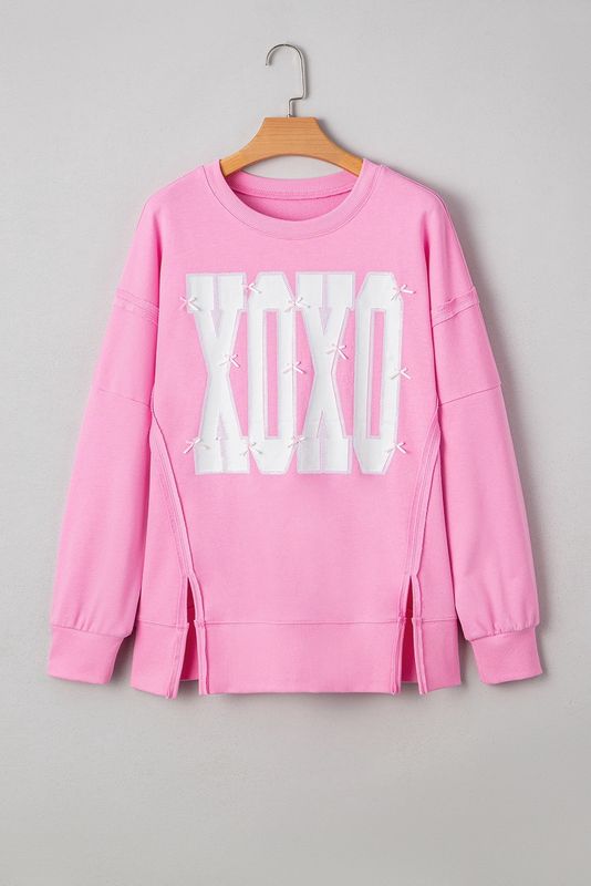 Valentine Sequin XOXO Printed Baggy Sweatshirt