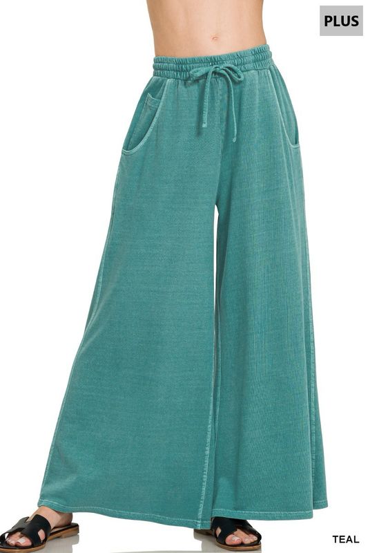 PLUS FRENCH TERRY PIGMENT DYE &amp; ENZYME WASHED PANTS