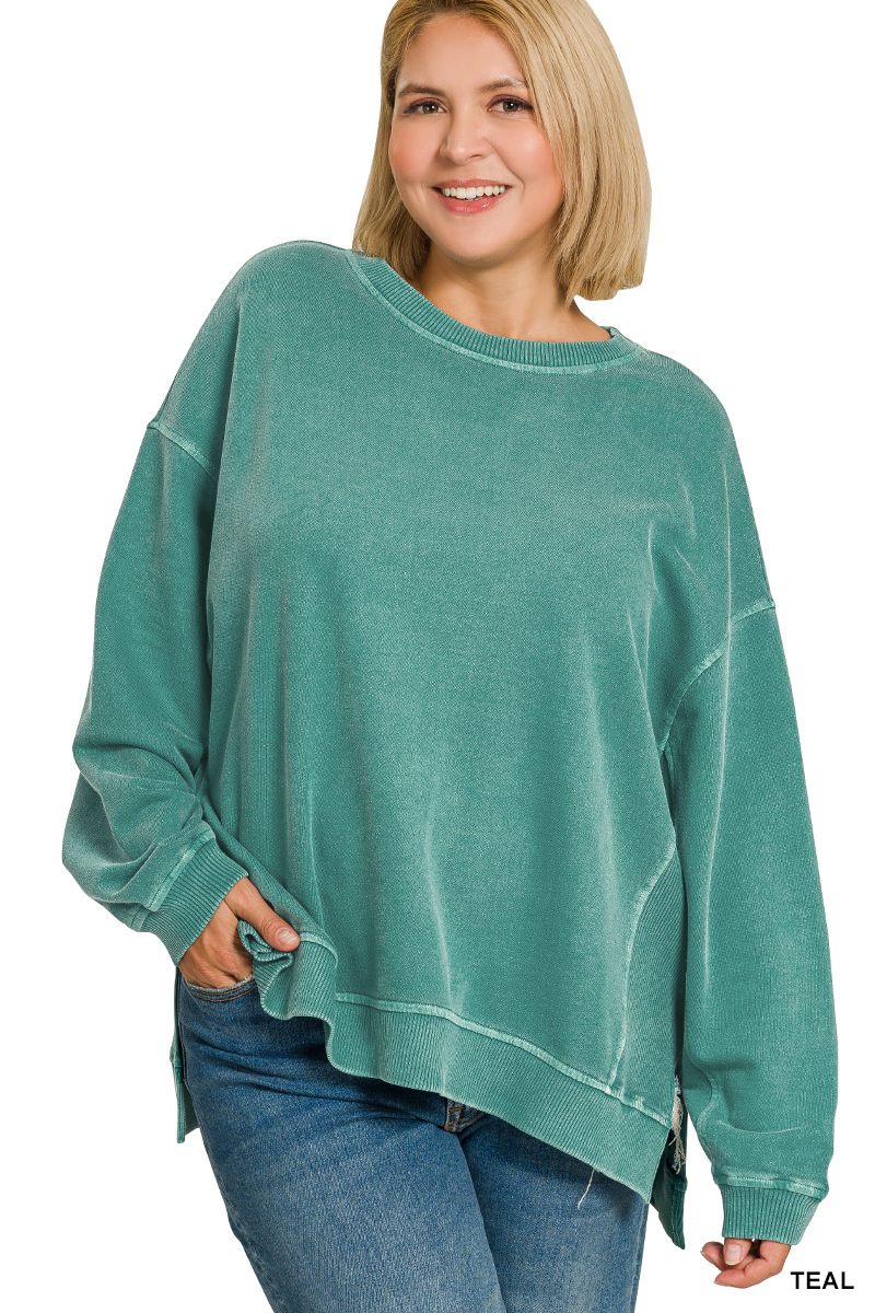 PLUS F/TERRY PIGMENT DYE &amp; ENZYME WASH PULLOVER/PANT SET