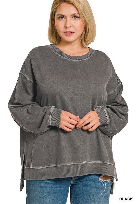 PLUS F/TERRY PIGMENT DYE &amp; ENZYME WASH PULLOVER/PANT SET