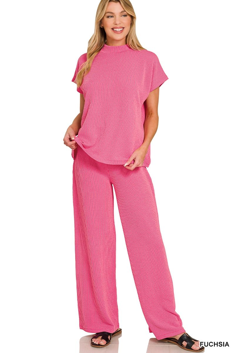 RIB PANTS SET