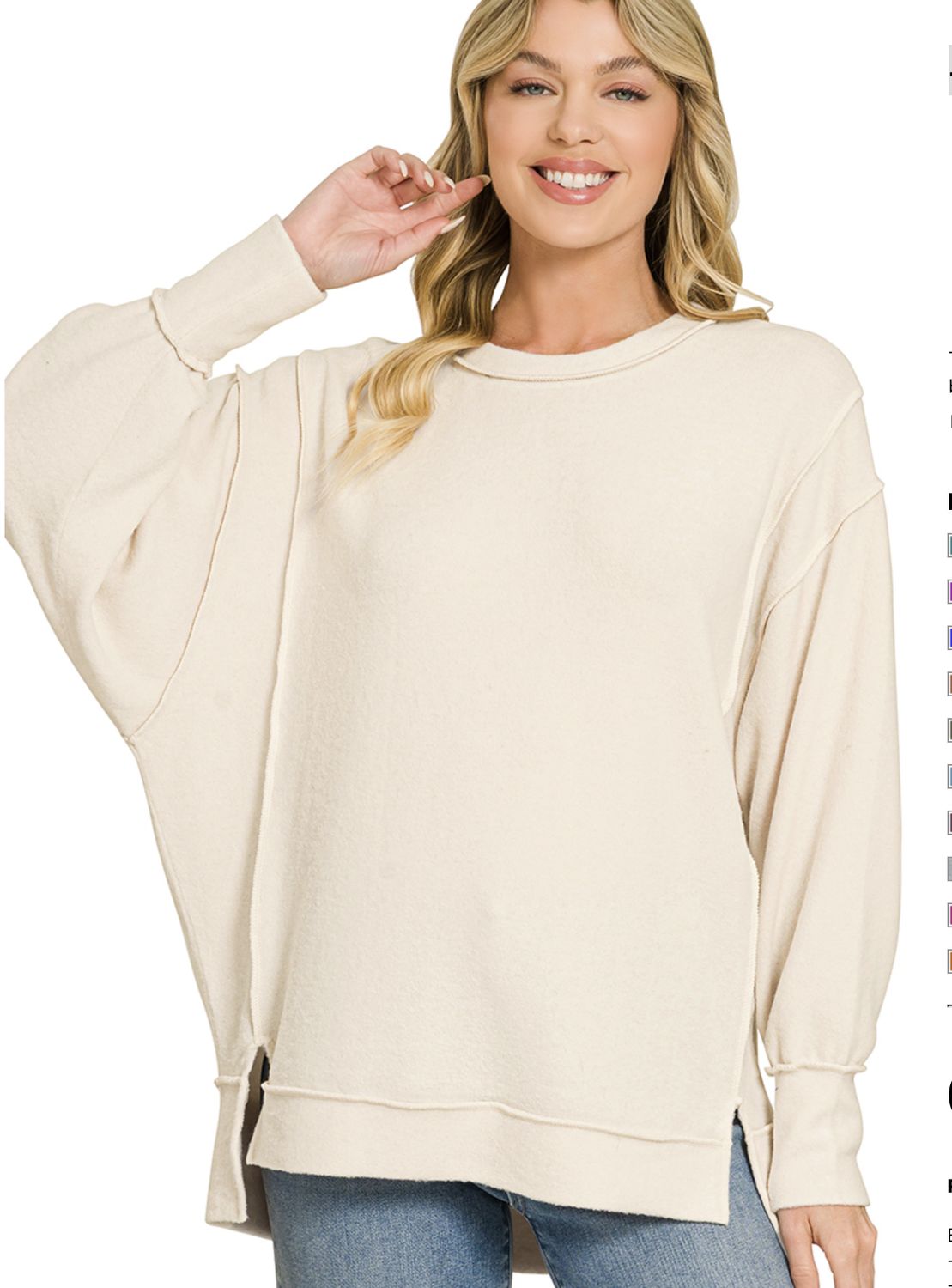 BRUSHED MELANGE HACCI OVERSIZED SWEATER, Colour: Sand Beige, Size: S/M