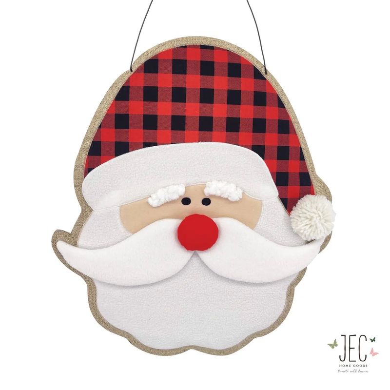 Santa Burlap Burlap Puffy Wall Hanging Rustic Porch Door Décor
