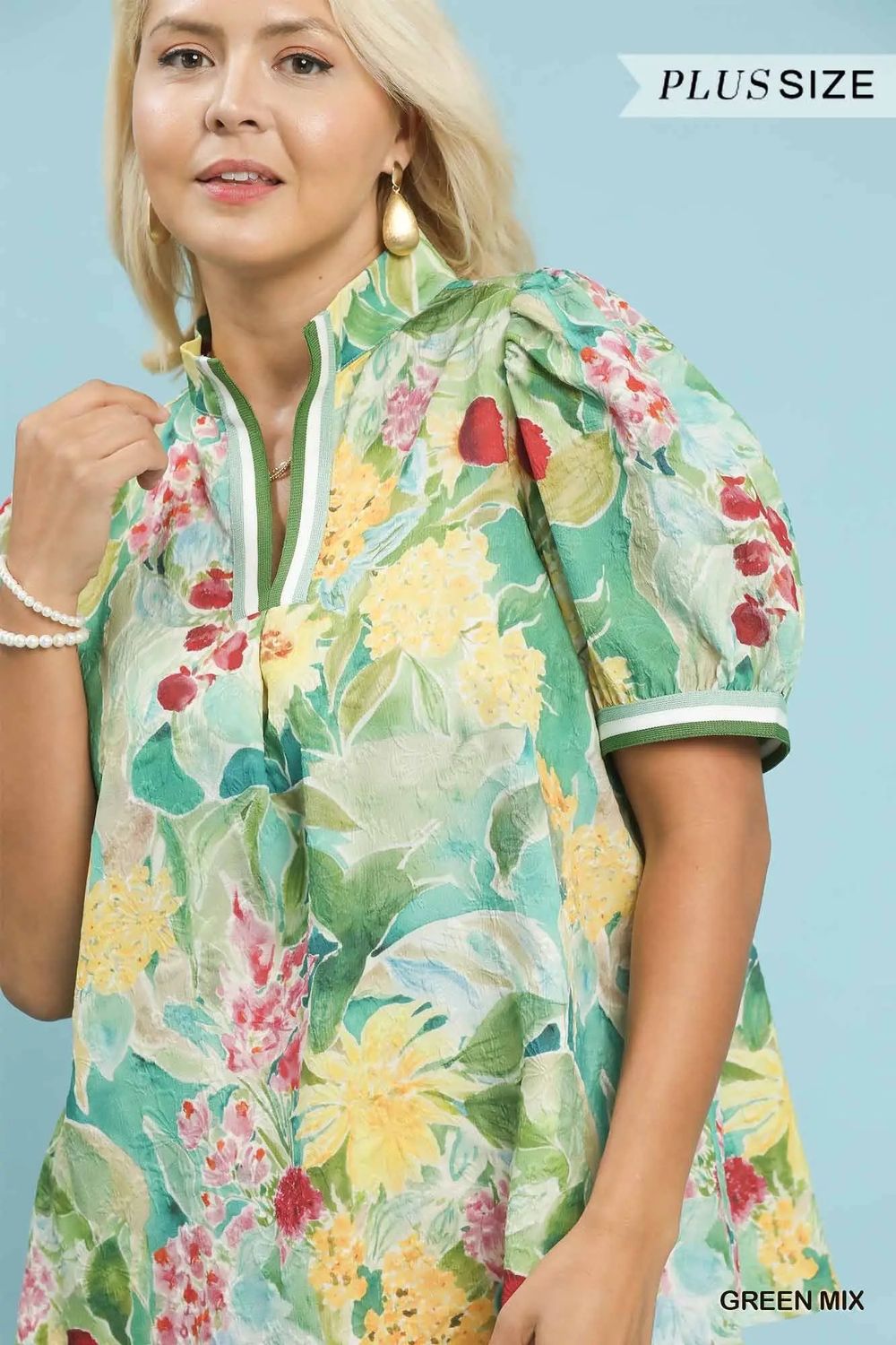 Plus Jacquard Bloomscape Print Top