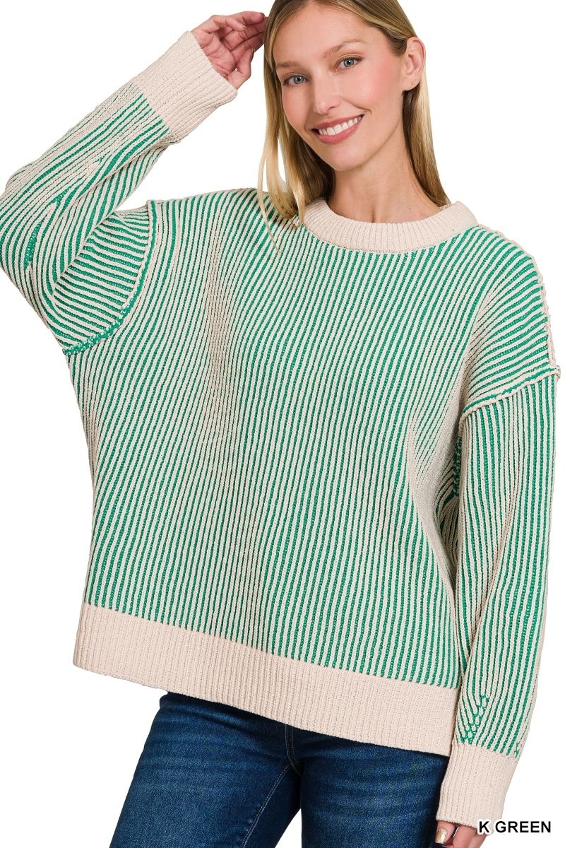 TWO TONE CREWNECK SWEATER