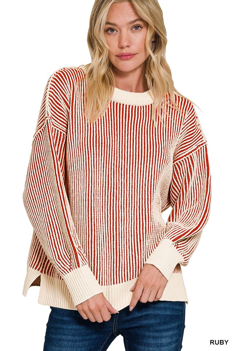 PLUS TWO TONE CREWNECK SWEATER