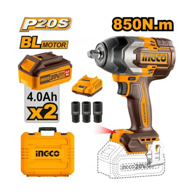AVVITATORE AD IMPULSI 850Nm CON 2 BATTERIE E VALIGETTA - INGCO