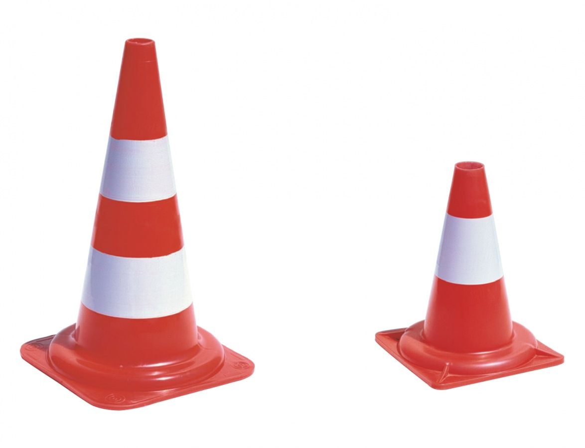 Cono polietilene 50 ht. cm., 2 fasce bianche non rifrangenti Cono polietilene 50 ht. cm., 2 fasce bianche non rifrangenti