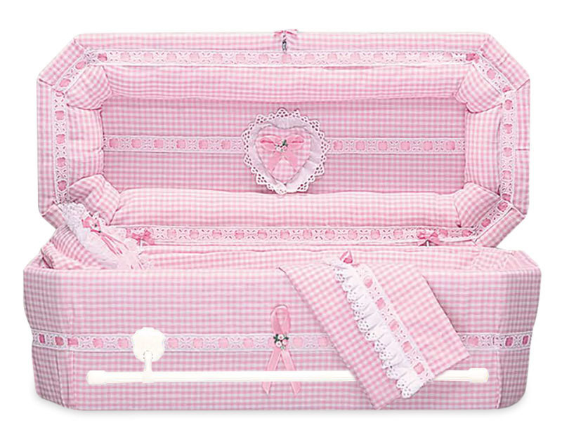 Gingham Cloth Covered Baby Casket (24 Inch Interior)     C-24-GH