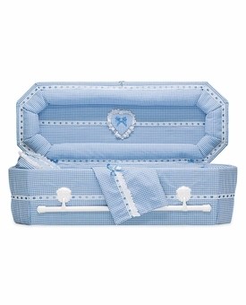 Gingham Cloth Covered Baby Casket (30 Inch Interior) Blue or Pink C-30-GH