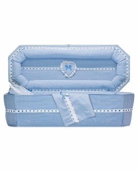 Gingham Cloth Covered Baby Casket (21 Inch Interior) Pink or Blue    C-21-GH