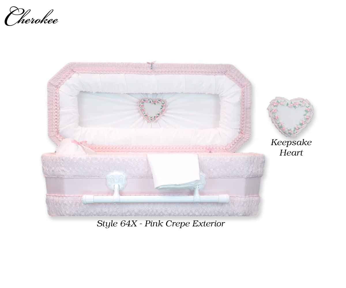 Cloth Covered Heart Keepsake Baby Casket (24 Inch Interior) Pink, Blue, White or Lilac    C-24-Cloth-K