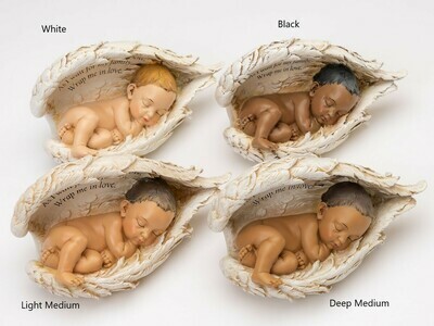 Baby in Wings Statue (deep medium skin tone) M-BIW-HS