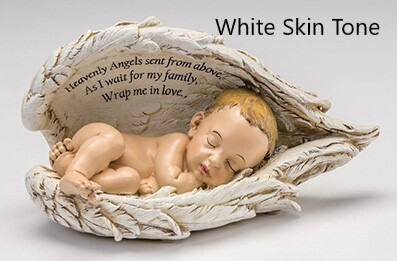 Baby In Angel Wings Urn (White Skin Tone)     U-BIW-WH