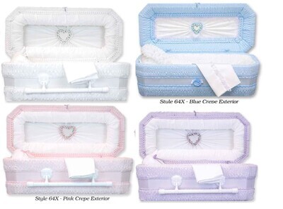 Cloth Covered Heart Keepsake Baby Casket (21 Inch Interior) Blue/Pink/White/Lilac C-21-Cloth-K