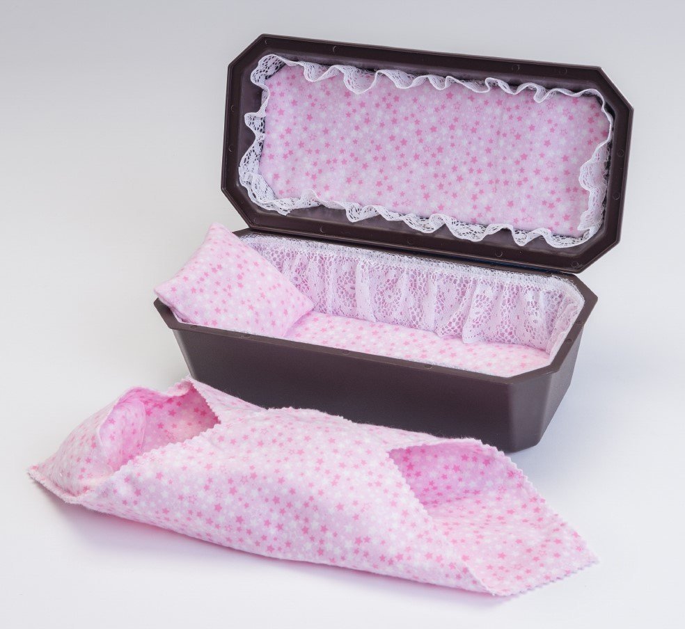 Baby Girl Miscarriage Casket with Pink Interior (9 inch interior) C-9-2P
